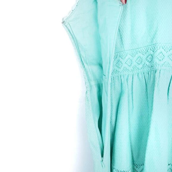 JESSICA SIMPSON Mint Green Lace Eyelet Fit & Flare Sleeveless Summer Dress 2 - Picture 9 of 10